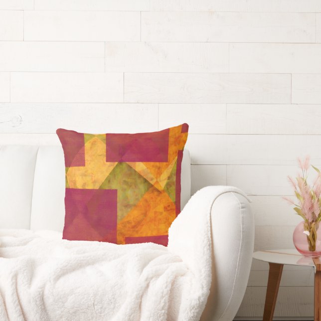 Rustic Abstract Autumn Colors Throw Pillow (Couch)