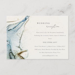 Rustic Abstract Blue Gold Beachy Wedding Reception Enclosure Card