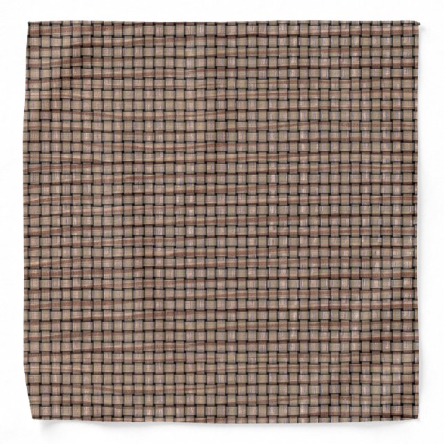 Rustic Abstract Burlap Brown Tan Weave Bandanas (Front)