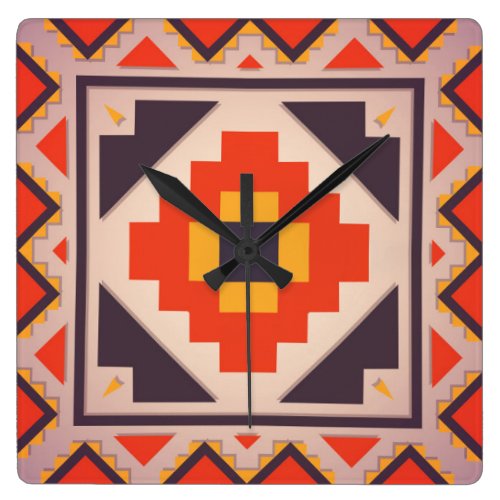 Rustic abstract design square wallclock