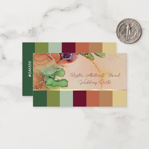 Rustic Abstract Floral Wedding Color Swatch Card