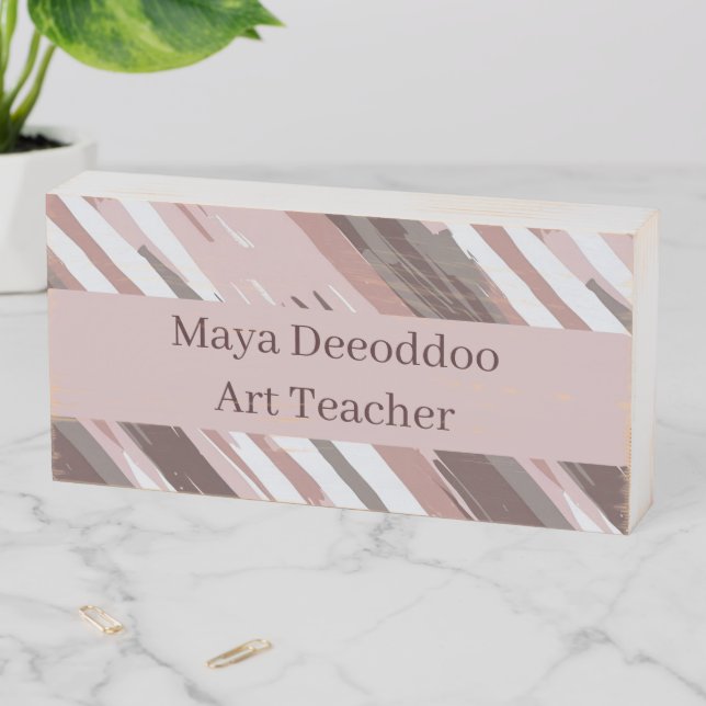 Rustic Abstract Geometric Desk  Wooden Box Sign (In Situ Horizontal)