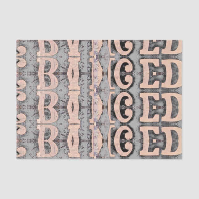 Rustic Abstract Gray Beige Script Pattern Tissue Paper (Front)