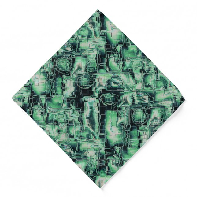 Rustic abstract image mosaic carved in green hue   bandana (Front)