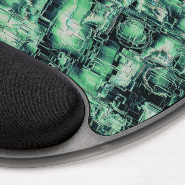 Rustic abstract image mosaic carved in green hue   gel mouse pad (Right Side)