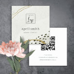 Rustic Abstract Ivory Gold Black Grey QR Code Logo Square Business Card<br><div class="desc">If you need any further customisation please feel free to message me on yellowfebstudio@gmail.com.</div>