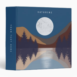 Rustic Abstract Landscape Forest Moon Reflection 3 Ring Binder
