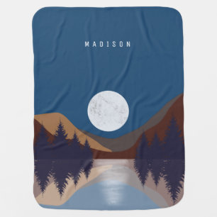 Rustic Abstract Landscape Forest Moon Reflection Baby Blanket