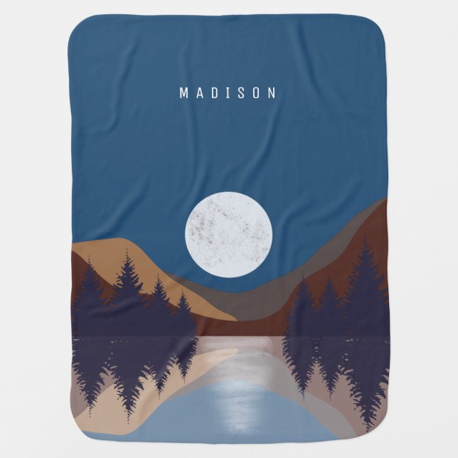 Rustic Abstract Landscape Forest Moon Reflection Baby Blanket (Front)