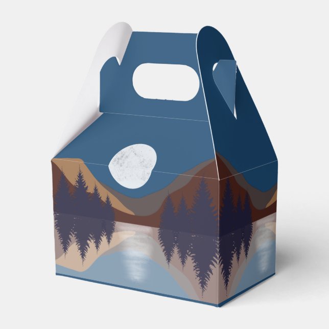 Rustic Abstract Landscape Forest Moon Reflection Favor Boxes (Front Side)