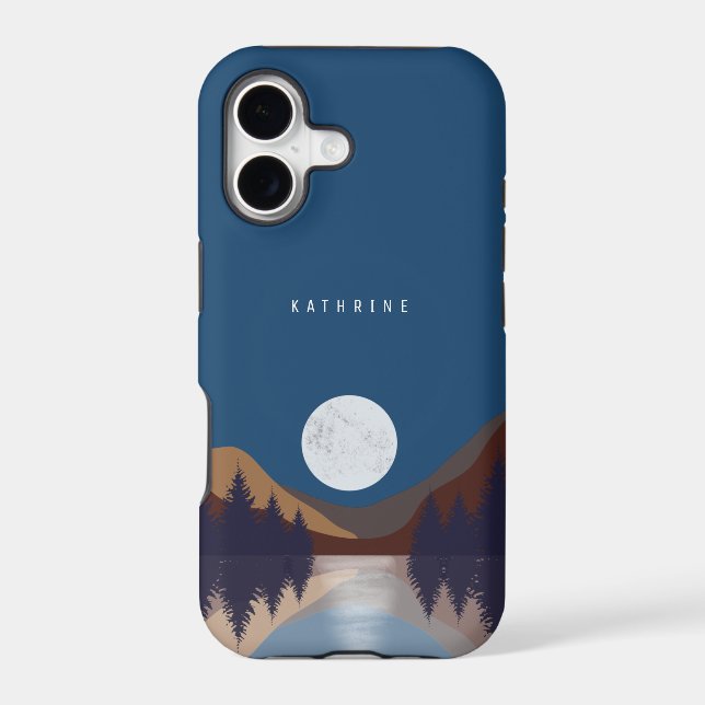 Rustic Abstract Landscape Forest Moon Reflection Iphone Case (Back)