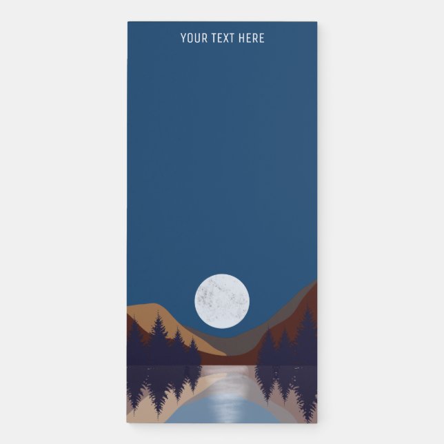 Rustic Abstract Landscape Forest Moon Reflection Magnetic Notepad (Front)