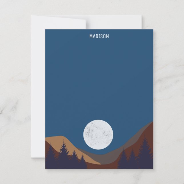 Rustic Abstract Landscape Forest Moon Reflection  Note Card (Front)
