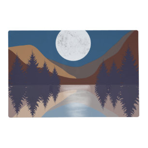 Rustic Abstract Landscape Forest Moon Reflection  Placemat