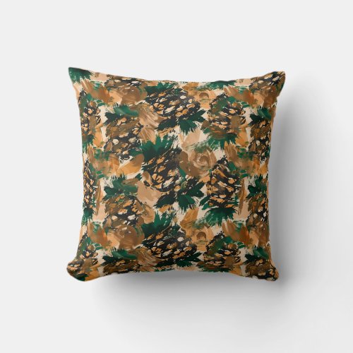 Rustic Abstract Watercolor Pinecones Throw Pillow