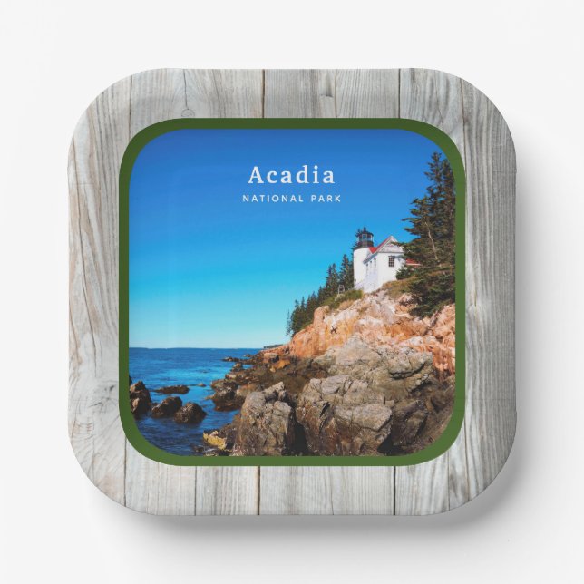 Rustic Acadia National Park Custom Photo  Paper Plates (Front)