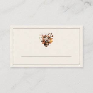 Rustic Acorn Floral Ivory Fall Place Cards