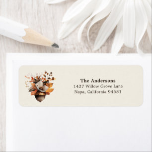 Rustic Acorn Floral Ivory Return Address Label
