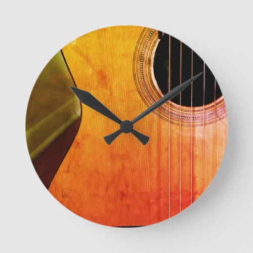 Rustic Acoustic Guitar Wall Clock