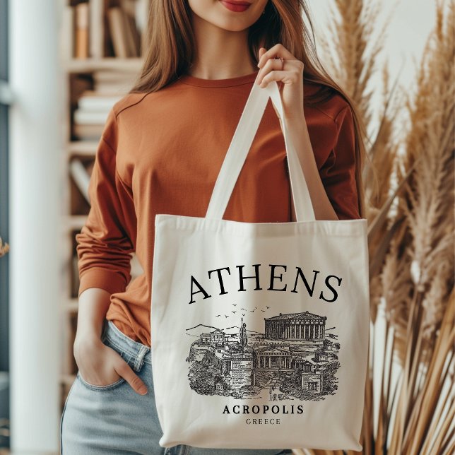 Rustic Acropolis of Greece Sketch Tote Bag (Creator Uploaded)