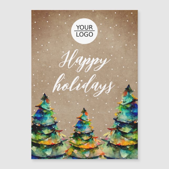 Rustic Add Logo Christmas Tree Company Magnet (Front)