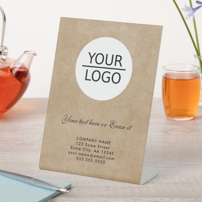 Rustic Add Logo Custom Text Company Promotion  Pedestal Sign (In SItu)