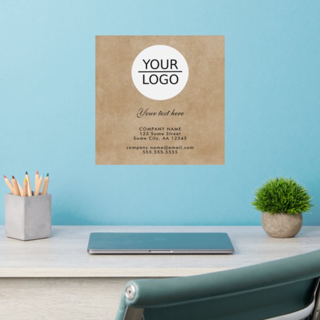 Rustic Add Logo Custom Text Company Promotion  Wall Decal (Home Office 2)