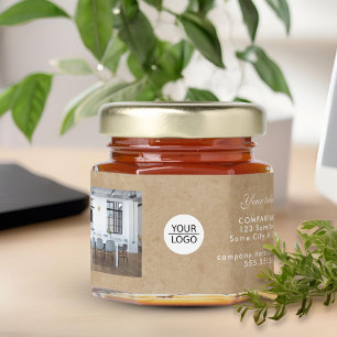 Rustic Add Logo Custom Text Photo Office Company Honey Jar Favors