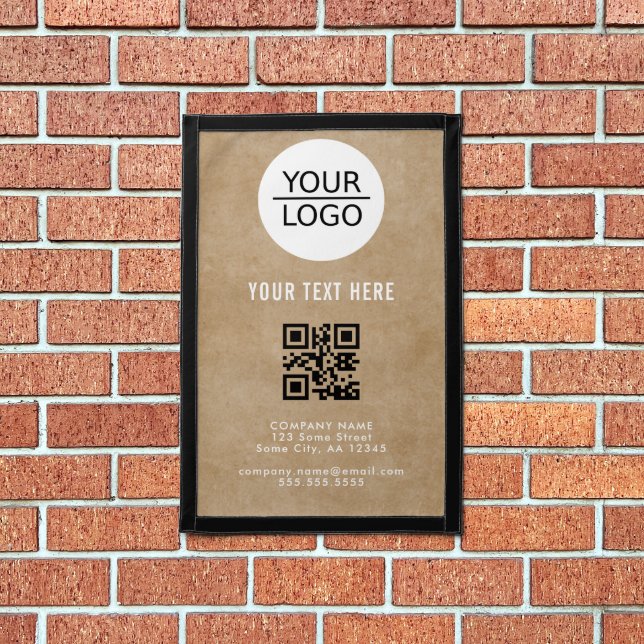 Rustic Add Logo QR Code Custom Text Company Pennant (Insitu 1)