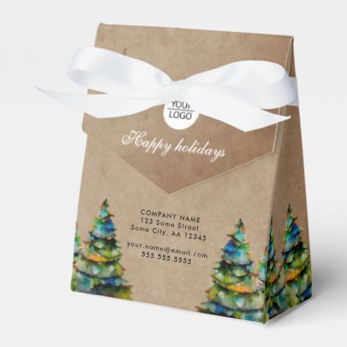 Rustic Add Logo Text Christmas Tree Company Favor Boxes