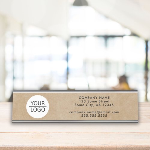 Rustic Add your Logo Company Information Desk Name Plate
