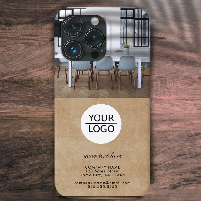 Rustic Add your Logo Custom Text Company Photo Case-Mate iPhone Case (Creator Uploaded)