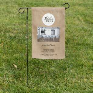 Rustic Add your Logo Custom Text Company Photo Garden Flag