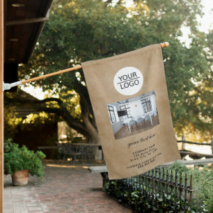 Rustic Add your Logo Custom Text Company Photo House Flag