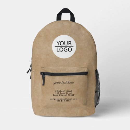 Rustic Add your Logo Custom Text Company  Printed Backpack