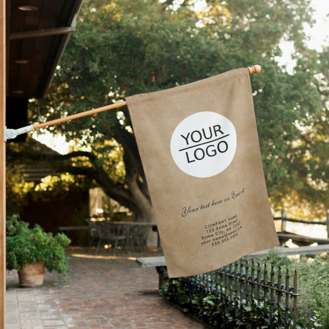 Rustic Add your Logo Custom Text Company Promotion House Flag (In SItu)