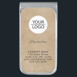 Rustic Add your Logo Custom Text Company Promotion Silver Finish Money Clip<br><div class="desc">Rustic Add your Logo with Custom Text Company Promotional Money Clip. Beige rustic background. Insert your logo into the template and customize the text,  company name,  address and contact information. Business promotion or giveaway for your clients and business partners.</div>