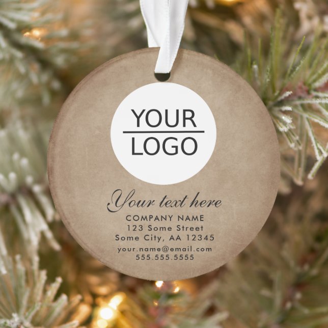 Rustic Add your Logo Custom Text Promotion  Ornament (Tree)