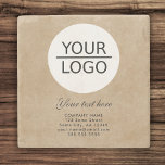 Rustic Add your Logo Custom Text Promotion Stone Coaster<br><div class="desc">Rustic Add your Logo with Custom Text Company Promotional Coaster. Insert your logo into the template and customize the text,  company name,  address and contact information. Business promotion or giveaway for your clients and business partners.</div>