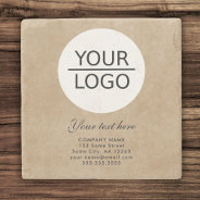 Rustic Add Your Logo Custom Text Promotion Stone Coaster at Zazzle
