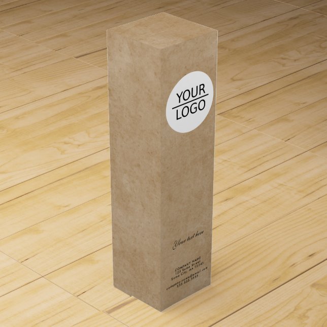Rustic Add your Logo Custom Text Promotional Wine Box (Front)