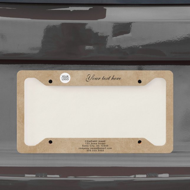 Rustic Add your Logo with Custom Text Promotional  License Plate Frame (Creator Uploaded)