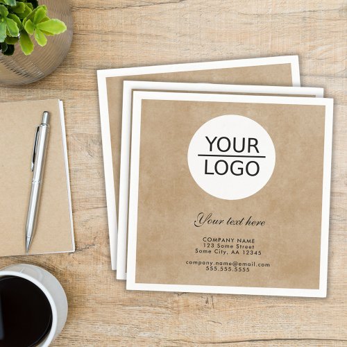 Rustic Add your Logo with Custom Text Promotional  Napkins