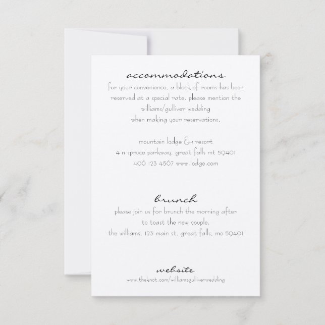Rustic Additional Information Invitation Insert (Front)