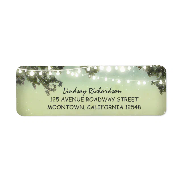 rustic address label with string lights | Zazzle