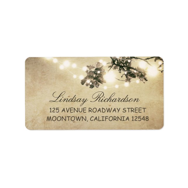 rustic address label with string lights (Front)