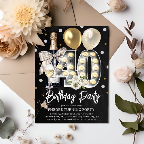Rustic Adult 40th Birthday Party Invitation