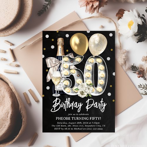 Rustic Adult 50th Birthday Party Invitation