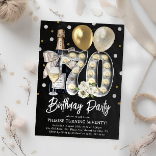 Rustic Adult 70th Birthday Party Invitation