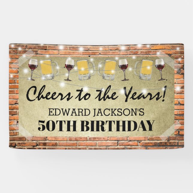 Rustic Adult Birthday Party | Cheers to the Years Banner (Horizontal)